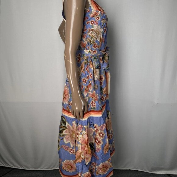 Farm Rio Women’s Superbloom Tapestry V-Neck Maxi Dress – Blue/Multi Floral – XXS - Picture 6 of 10